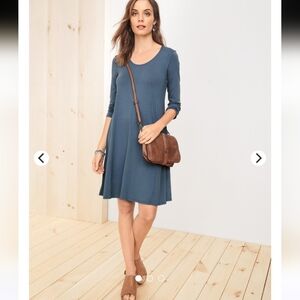 EUC BLUE GARNET HILL KNIT TRAPEZE DRESS SZ S